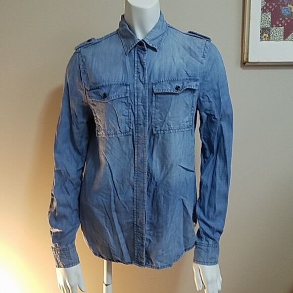 Frame Denim Blue Button Down Shirt (XS) - Picture 2 of 5